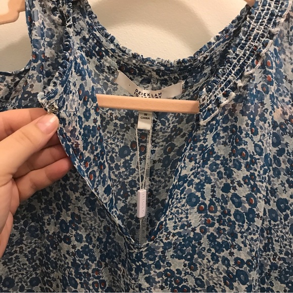 NWT Derek Lam Silk Cold Shoulder Blouse 2 blue red white - Picture 7 of 15